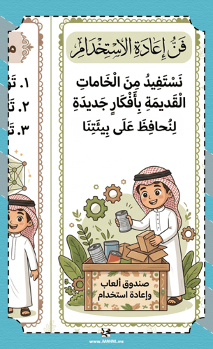 ♻️ مطوية "فن إعادة الاستخدام" - حوّل مستهلكاتك إلى...