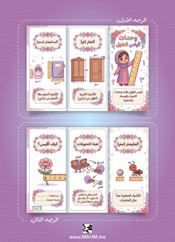 مطوية "خبيرة القياس (وحدات الطول) رياضيات (بنات)