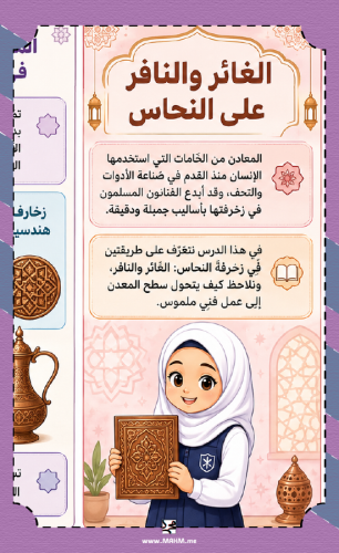 مطوية الغائر والنافر على النحاس للصف السادس بنات ج...