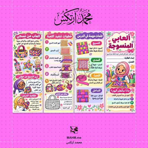 مطوية درس ألعابي المنسوجة مادة التربية الفنية الصف...