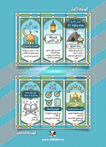 مطوية ونشاط "بعثته ونبوته ﷺ" – جاهزة للطباعة، وتخت...
