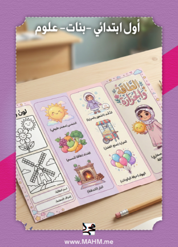 مطوية "لون وتعلّم" لدرس الطاقة والحرارة (نسخة البن...