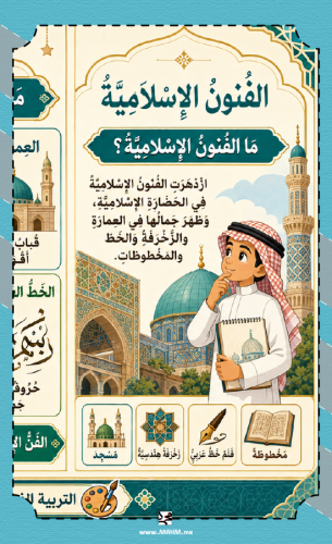 مطوية الفنون الإسلامية للصف الخامس الابتدائي بنين...