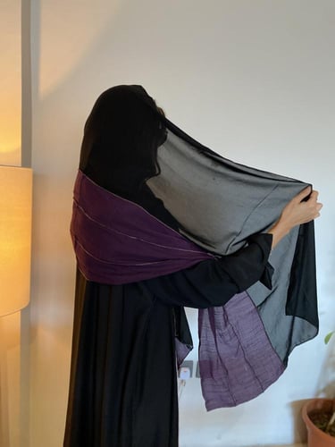 طرحة لنن لون موف