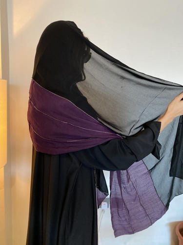 طرحة لنن لون موف