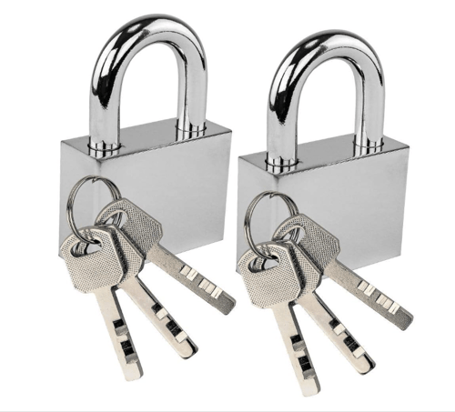 Iron lock, silver color, 32 mm