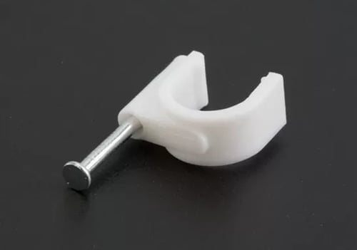 A cup or clip with a nail for securing the cables...