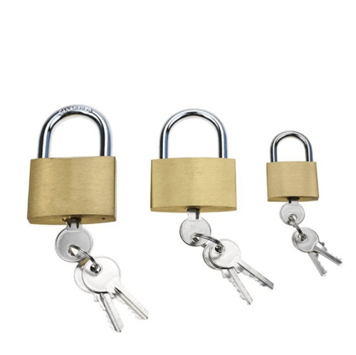 Gold-colored iron lock size 38 mm