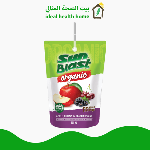 عصير تفاح و كرز و كشمش أسود عضوي - بدون سكر