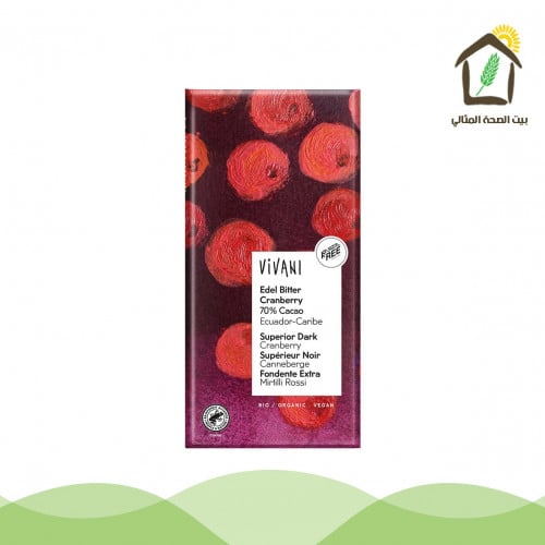 شوكولاته داكنة عضوية بقطع التوت البري الأحمر 100جم