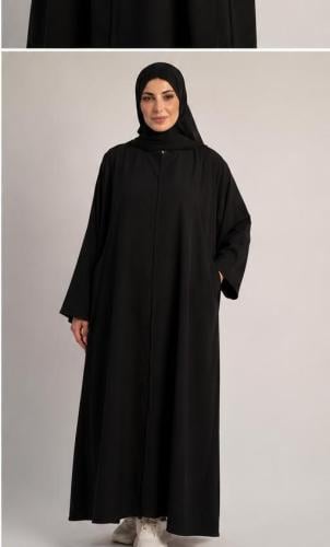 عبايه مع فستان من الكريب لون اسود