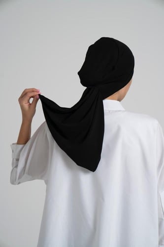 توربان لف مع قطعة متصلة - أسود