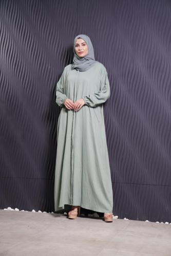 عباية عملية لون تيفاني - عباية سفر وحج بجيوب وسحاب...