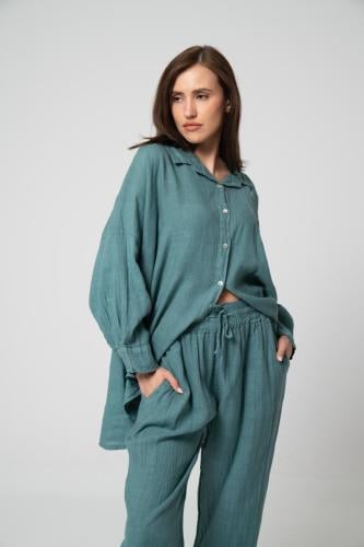 طقم لينن ايطالي- 105 تركواز