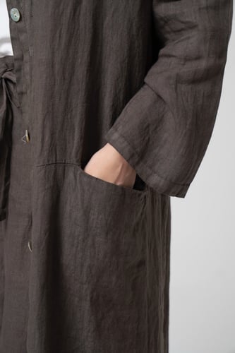 عبايه لينن ايطالي بيج غامق مع بنطلون