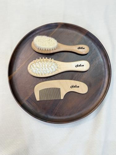 Set of 3 hair combs for newborns, engraved with the name as requested
