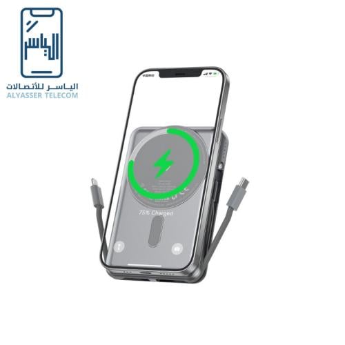 بطارية متنقلة 10 الاف ماق سيف مع 2 كيابل مدمجة من...