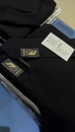 نقاب مطاط طويل سير واحد بلوقو جلد اسود طقم مع طرحت...