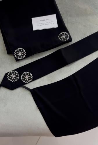 طرحه ونقاب طقم بكريستال ابيض