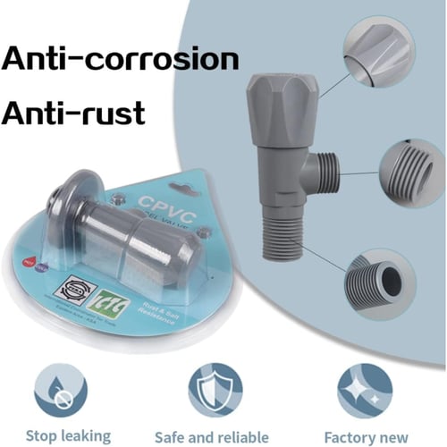 محبس زاوية 1/2 بوصة بلاستيك رمادي