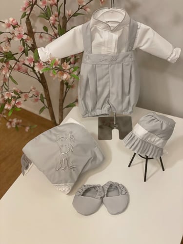 طقم مواليد رمادي 6 قطع