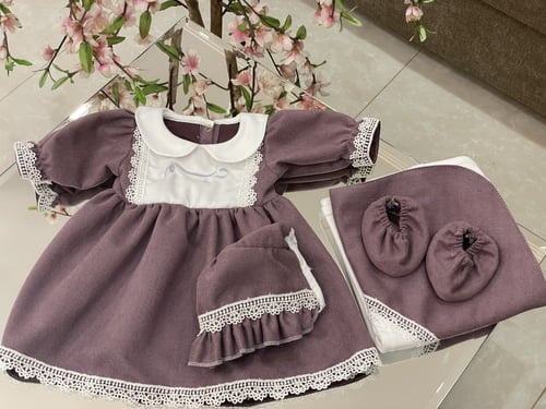 فستان مواليد شتوي 4 قطع