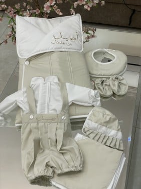 طقم مواليد بيج 6 قطع