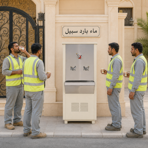 برادة مياة سبيل كبيره​ ماجنا – سعة 90 لتر, 3 صنابير, فولاذ مجلفن, بيج - MWC009EGGS3NCS-V1