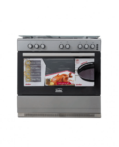 فرن سيمفر 60*90 سم، 5 عيون غاز ، اشعال ذاتي، شواية...