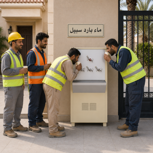 برادة مياة سبيل كبيره​ ماجنا – سعة 120 لتر, 4 صنابير, فولاذ مجلفن, بيج - MWC012EGGS5NCS-V1