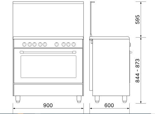 إلبا الايطالية فرن فري ستاند، 90 سم – غاز - خمس شع...