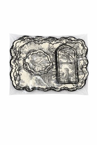 طقم مفارش طاوله نقش أروبي أسود