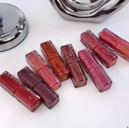 أحمر الشفاه لامع زجاجي خفيف الوزن لشفاه ممتلئة لا...