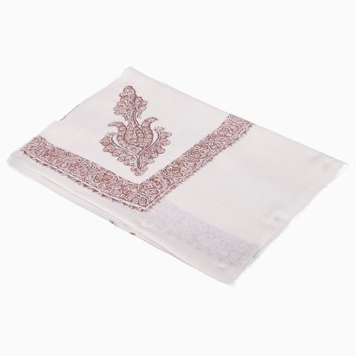 شال صوف كشميري سوبر ترمه ارضية لون بيج فاتح مطرز ي...