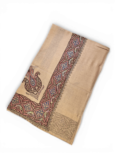 شال صوف كشميري باشمينا VIP ارضية بلون بيج فاتح مطر...