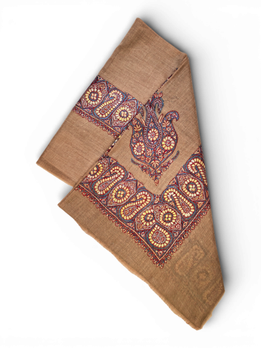 شال صوف كشميري باشمينا VIP ارضية بلون بيج غامق مطر...