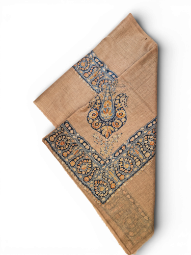 شال صوف كشميري باشمينا VIP ارضية بلون بيج غامق مطر...