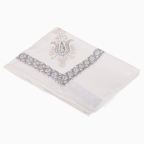 شال صوف كشميري سوبر ترمه ارضية لون بيج فاتح مطرز ي...