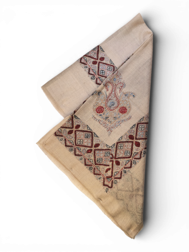 شال صوف كشميري باشمينا VIP ارضية بلون بيج فاتح مطر...