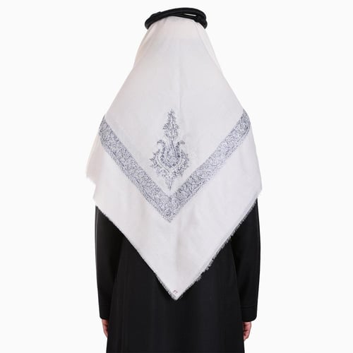 شال صوف كشميري سوبر ترمه ارضية لون بيج فاتح مطرز ي...