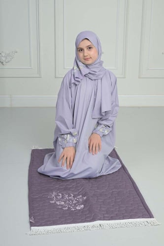 شرشف صلاة بناتي مطرز وسجادة - سحّاب