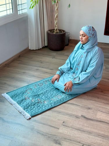 شرشف صلاة مطرز سحّاب وسجادة