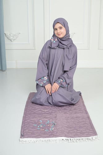 شرشف صلاة بناتي مطرز وسجادة - سحّاب