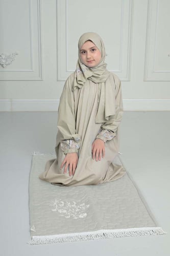 شرشف صلاة بناتي مطرز وسجادة - سحّاب