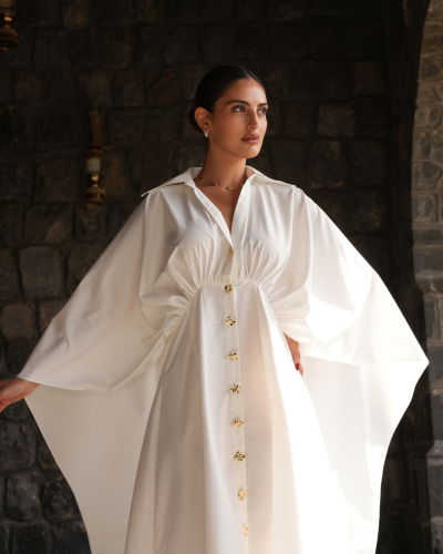 فستان قطن ازارير ذهبي