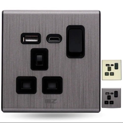 فيش مفرد بمفتاح ومنفذين شاحن ZF