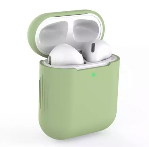 غلاف أحمر وأخضر زيتي ايربودز سادة - AirPods case