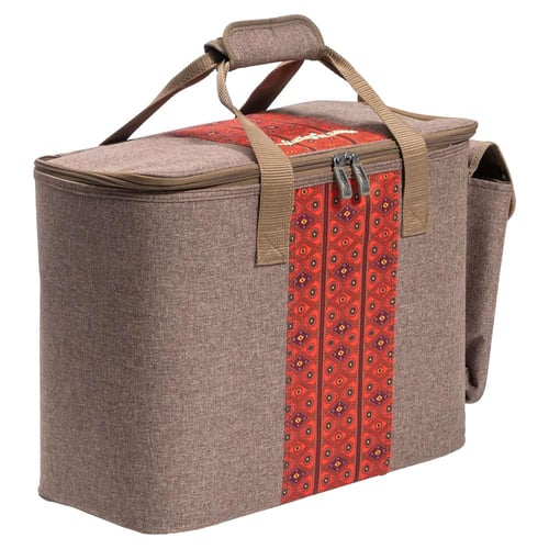 شنطة تنزه 5 قطع قماش عودي نقش نجدي احمر