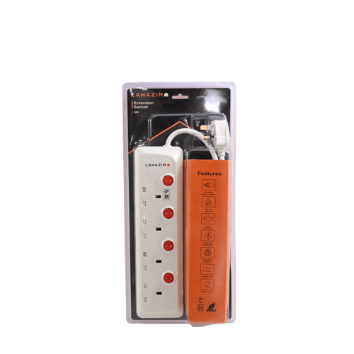 توصيلة كهرباء 220V زر ايقاف منفرد 5 متر 4 مخرج K10...