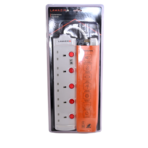 توصيلة كهرباء 220V زر ايقاف منفرد 5 متر 5 مخرج K10...